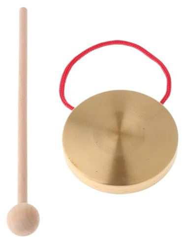 Gongs y platillos portátiles, Mini instrumento de percusión platillo Gong mano latón 10cm con martillo juego redondo