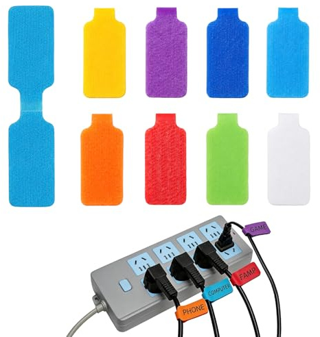50 Pcs Etiquetas para Cables Grabables, Multicolores | Marcadores de Etiquetas Cables Eléctricos Reutilizables, Organizador de Bridas para Identificador de Cabless, Oficina, Casa