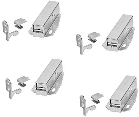 Gedotec Federschnapper AUTOMATIK Druckverschluß Tür Druckschnapper Toutch-Latch | Möbel-Schnäpper zum Schrauben | Metall glanzverzinkt | 4 Stück - Federschnapp-Verschluss Push-to-Open mit Gegenstück
