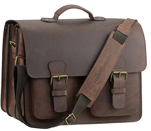 Ruitertassen Lehrertasche 42cm Ranger braun XXL Büchertasche Schultasche Aktentasche 3 Fächer 2 symetrische Vortaschen Tragegriff Schultergurt mit Polster