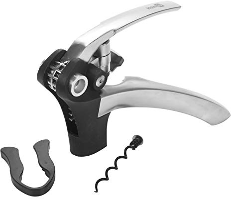 Homiu Wine Bottle Opener Corkscrew Silver Free-Standing Includes Foil Cutter Spiral Worm and Black Magnetic Box Rabbit Set