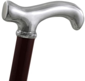 Stilvoller und robuster Gehstock für Senioren. Knauf aus Zinn und Stock aus schwarzem Buchenholz. (Derby)