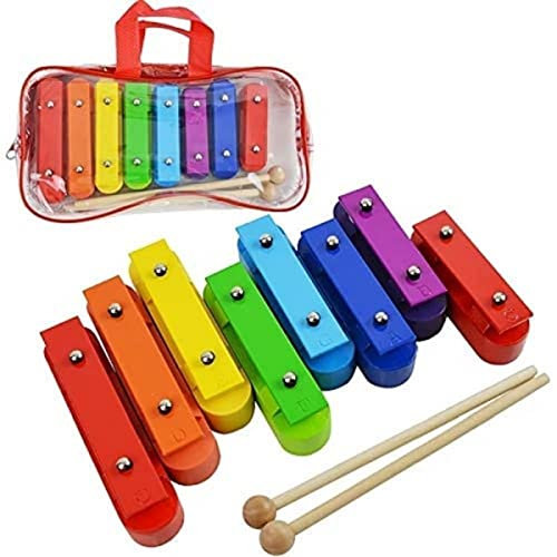 A-Star Buntes Glockenspiel-Set, 8 Stück, Sopran, diatonisches Regenbogen-Glockenspiel, Xylophon mit zwei Holzschlägeln in Tragetasche – C6 bis C7