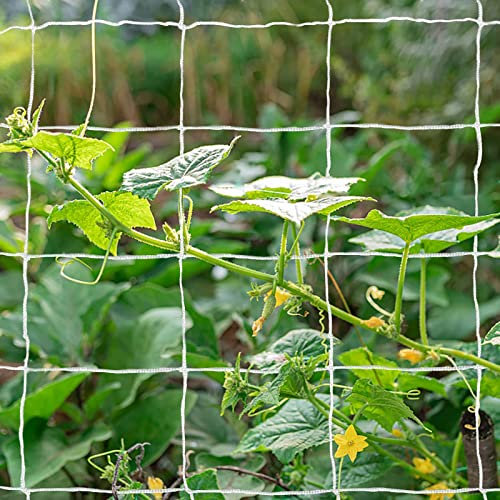 Tcamp Robustes Polyester-Garten-Ranknetz für Pflanzen und Ranken, Pflanzen, Gemüse, Obst, Blumen, weißes Wachstumszelt (1,5 m x 4,5 m, 8,9 cm Öffnungsnetz, 1 Stück)
