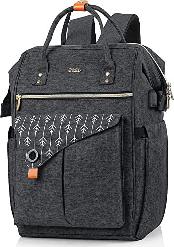 Rucksack Damen, Laptop Rucksack 15,6 Zoll Laptop Schulrucksack mit USB Ladeanschluss Arbeit Wandern Reisen Camping, Mädchen, Oxford,