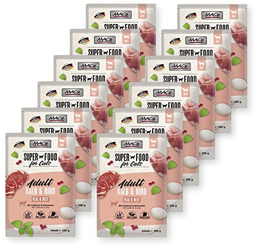 Mac's Katzenfutter Nassfutter Pouch Kalb & Rind 12x100g