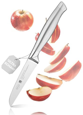 RÖSLE Gemüsemesser Basic Line - 9 cm, hochwertiges Küchenmesser für Obst und Gemüse, Edelstahl 18/10, ergonomischer silberner Griff, scharfes Messer für die Küche