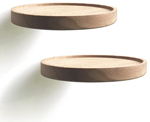 anaan Coracle Vägghylla Rund Massivt Trä Svävande Hylla Set 2 Ø18cm