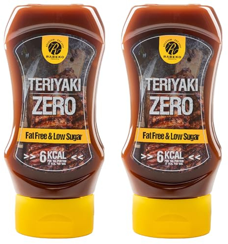 Rabeko Zero Sauce - Teriyaki, 2 x 350ml ohne Zucker & wenig Fett - gesunde Low Carb Produkte kalorienreduziert fettreduziert für Salat, Pommes Frites, Burger, Grill - Gluten und Laktosefrei