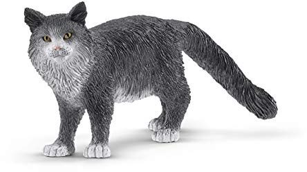 Schleich Farm World | Maine-Coon-Katze 13893 | 3 x 8 x 4 cm | Spielfigur ab 3 Jahren | schleich Bauernhof Spielfigur | detailgetreue Tierfigur | Geschenk für Jungen und Mädchen