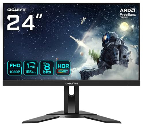 GIGABYTE G24F 2 24 FHD Gaming Monitor - 1920 x 1080, 165Hz, 1ms, 300 cd/m², FreeSync Premium, DisplayHDR, HDMI 2.0