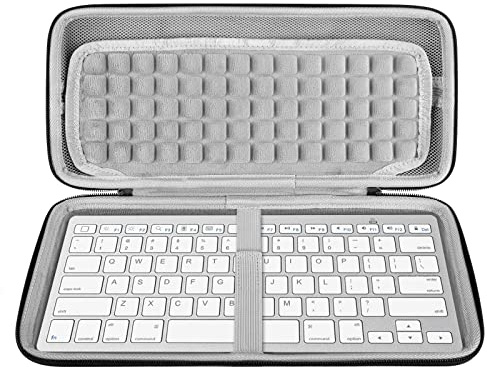 Geekria Hard Shell Keyboard Case, Compatible with OMOTON Ultra-Slim Bluetooth, Arteck Ultra-Slim Bluetooth, 2.4G Wireless, PINKCAT Multi-Device Keyboard Travel Carrying Bag (Dark Grey)