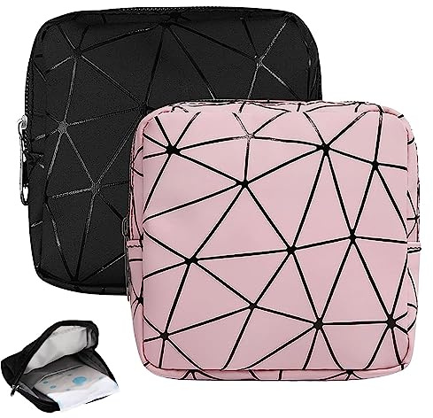 Tampon Binden Aufbewahrung, 2Pcs Menstruation Taschen, Damenbinden Aufbewahrungstasche, Tragbar Tampontasche mit Reißverschluss für Damen Damenbinde Slipeinlagen Kosmetik