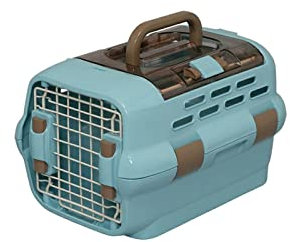 Katzentransportbox, tragbare Katzentasche, Katzenbox, Auto, Katzenkäfig, Haustier-Hundekäfig, tragbare Box, geeignet für kleine Haustiere um 5 kg, Haustiertransportbox (Farbe: Blau)