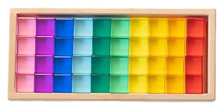 EHJRE Stapelspiel Regenbogen Acryl Edelsteinwürfel, Regenbogen-GEM-Würfel Bausteine, Kinder Lernen Farbe Licht Schatten Spielzeug, Würfelblöcke Bausteine-Set für Kleinkinder, Geburtstagskind, 40 Stück