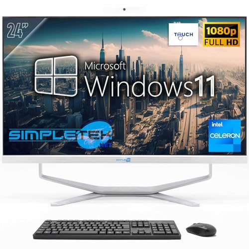 SIMPLETEK - All-in-One-Desktop-PC mit 24 Zoll Full HD Touchscreen | G530T - 8GB RAM und 240GB SSD | Windows 11 Pro und integrierte Webcam