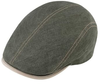 fiebig Brighton Flatcap aus Leinen | Schirmmütze mit Baumwollfutter | Schiebermütze mit Kontrastnähten | Made in Italy