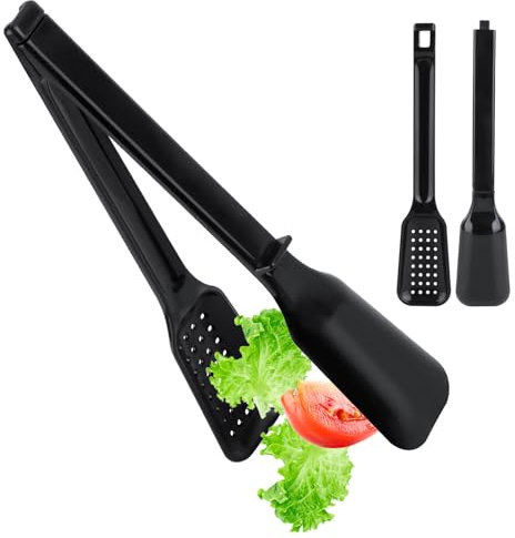 LWMTT Salatbesteck Zweiteilig Salatbesteck Kunststoff, Salatzange Kunststoff, Salat Besteck Spülmaschinenfest Küchenhelfer für Salat - Schwarz