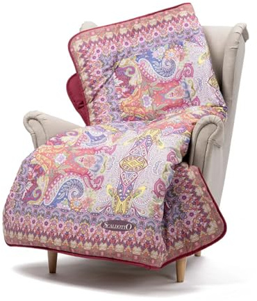 Caleffi - Scaldotto, Plaid Divano in Cotone, Coperta Alhambra colore Fucsia 130x170cm imbottitura in fibra anallergica - Coperte per adulti e bambini