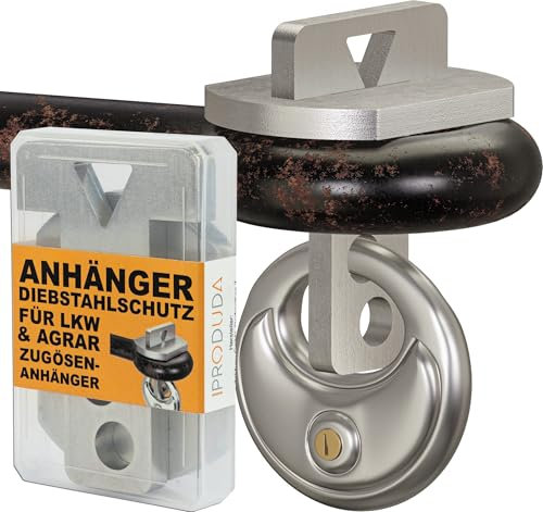 PRODUDA Lucchetto con Occhiello per Camion e Agricoltura, antifurto, 40 mm Fino a 50 mm, in Acciaio Inox, con Scatola di stoccaggio e Serratura Circolare