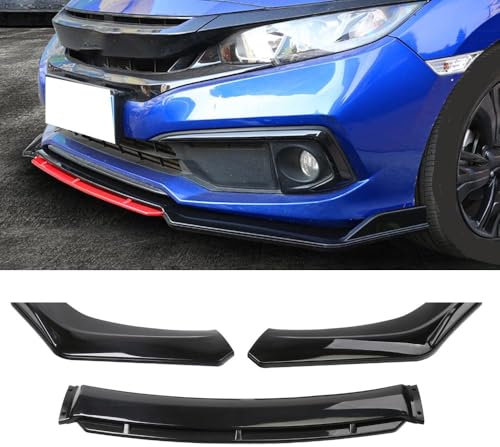 Bqieai Voiture ABS Becquets Avant Pare-Chocs Lèvre, pour Ren-Ault Clio 4 2011-2019 Spoiler Lıp Séparation Lame Anti-Collision Durable Protection Accessoires,A/Black-Carbon Fiber