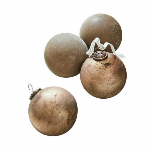 Loberon Weihnachtsschmuck 4er Set Ophraine, braun/Kupfer | Mundgeblasen, Matt & Glänzend, Einzigartiges Finish, Weihnachten, Weihnachtsdeko, Christbaumkugeln, Glas, Eisen