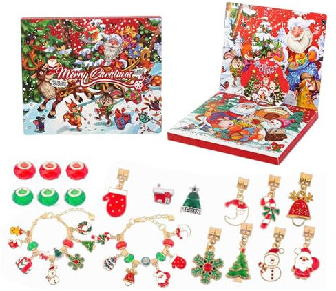 Schmuckzubehör-Anhängerbox,Weihnachts-Advents-Countdown-Kalender - Weihnachts-Adventskalender-Box,2024 Weihnachts-Countdown-Kalender-Set für Mädchen, Kinder, Kinder, Frauen, Erwachsene