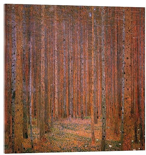 Posterlounge Tannenwald I Acrylglasbild von Gustav Klimt 70 x 70 cm Braun Wandbilder Wanddeko