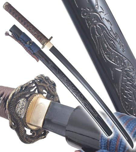 Danzan Katana en Bois Lame en Bois Katana Dragon Sabre en Bois Epee Entrainement Katana Japonais Epee - Lame Bois Noire