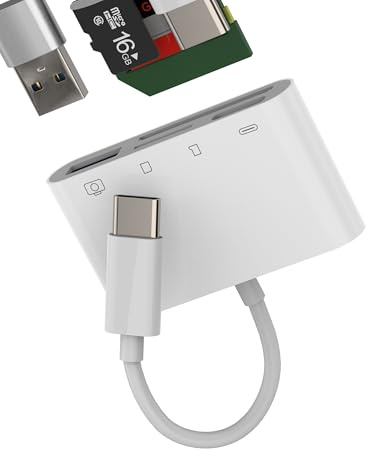 Lettore di schede SD USB 3.0 Micro SD USB C (4 in 1) Adattatore di Memoria OTG per iPhone 16 15 MacBook Compatibile con Samsung per Apple per IPad Fotocamera Compatta Chiavetta TF Lettore Schede