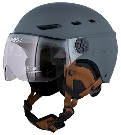 T'nB Visor, Schutzhelm für Fahrrad und Elektroroller, mit transparentem Visier, Belüftungen, Einstellrad verstellbar, abnehmbare Ohrenschützer, Größe M (Kopfumfang 54-58 cm), Blau