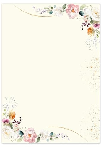 100 Blatt Briefpapier TROPISCHE BLUMEN - DIN A5 (210x148 mm), 90 g/m² - Bunt
