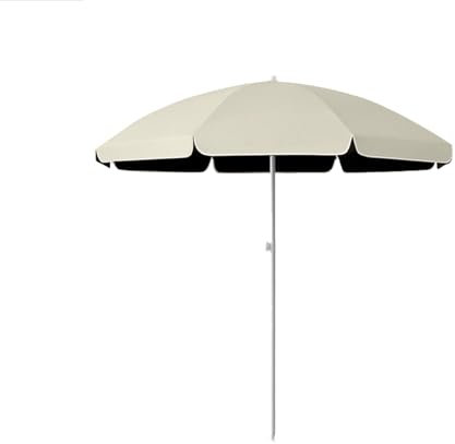 Parasol de Plage, Parasol extérieur Portable avec Protection UV, Porte-gobelets, Crochet de Suspension et Ancre pour Sable(Beige,260cm/8.5ft)