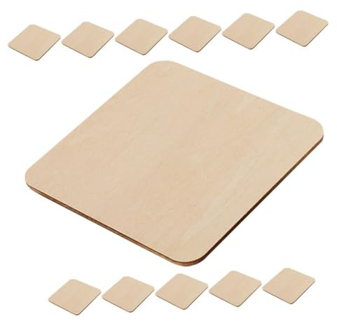 GARIOUANS 12stücke Quadratische Unbehandelte Holzplättchen Holzbretter Zum Bemalen Für Bastelarbeiten Diy-kunstprojekte Holzstücke Für Handwerk Spiel Und Dekoration