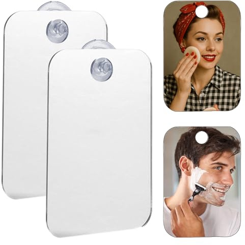 niusility 2 Pcs Suction Mirror Bathroom, Sturdy Shaving Mirror For Shower, Practical Shaving Mirrors Free Standing With Clear Reflection,Stable Hold For Camping Travel Makeup