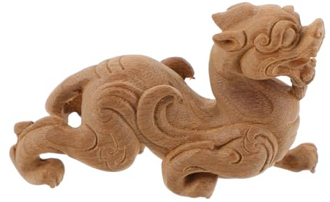 MUELODSIC Adorno de Pixiu de Mesa de Madera Marrón, Estatua Tallada Clásica | Escritorio y Estantería, Diseño Simple y Artístico, Figura en Tono Marrón Estilo Aleatorio