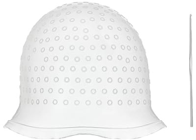 1 Pieces Professional Reusable Hair Coloring Highlighting Cap, Reusable Salon Coloring Tool, White, Blue, Pink (White)