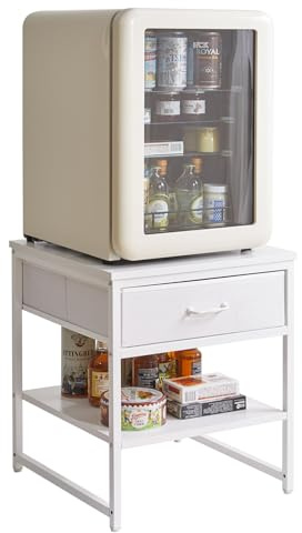 Aibiju Grande Table D'appoint pour Salon, Petite Table sur Pied 50 cm, Support de Réfrigérateur pour Dortoir, Grand Support D'imprimante pour Bureau, Blanc YD-TM156W