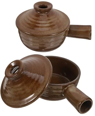 VERDANVERSE 2 Piezas Japonés Resistente al Calor con Tapa y Asa Olla de Barro para Microondas para Guisos Saludables y Sopas Reuniones Familiares