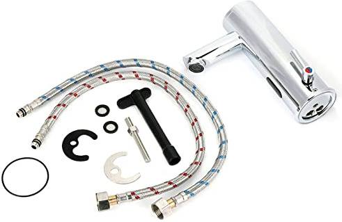 Hyuduo Brass Infrared Sensor Faucet Hands Auto Touchless Basin Water Tap with Chrome Finish for Bathroom Kitchen Sink