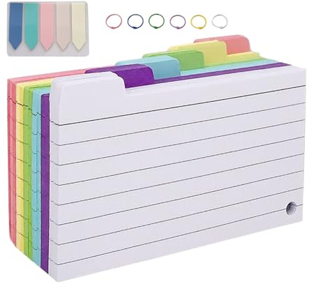 Xiwhuua Tarjetas de índice forradas | 300 piezas de tarjetas flash pesadas para estudiar – Suministros escolares para profesores en el aula, anotaciones, informes, estudiantes, recetas de viaje
