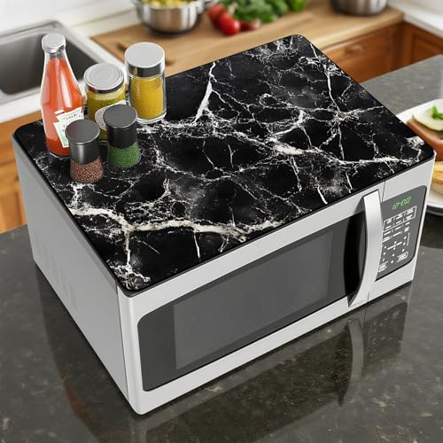 Microwave Mat Cover, Heat Resistant Non-Slip Counter Protector,No-wash Erasable Waterproof Cover Mat for Washer Microwave refrigerator (black, 18 x 14 Inches)