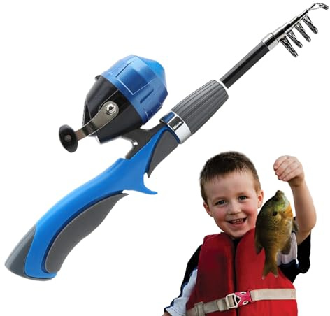 Caña de pescar para niños | Mango ergonómico Juego de acero - Caña de pescar extensible | Para niñas niños Cumpleaños Navidad Infantil Interior Exterior
