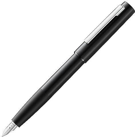 LAMY aion black Füller – moderner Füllhalter im eloxierten, leichten & nahtlosen Aluminium-Gehäuse – mit Edelstahl-Clip & Stahlfeder in Strichbreite EF – inkl. Tintenpatrone LAMY T 10 blau