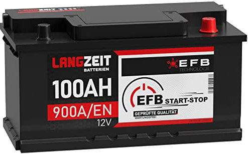 LANGZEIT Autobatterie EFB Batterie Start-Stop Starterbatterie (100Ah 12V)