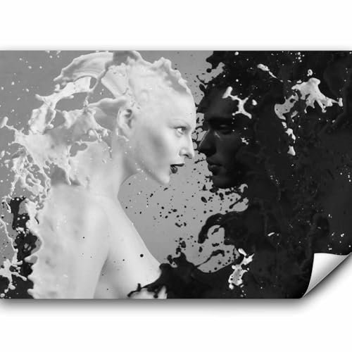 murando Fototapete selbstklebend Coffee & Milk 196x140cm Foto Tapete Tapetenfolie Möbelfolie Wandverkleidung Wandtapete Motivtapeten Bildtapete Wohnzimmer Schlafzimmer 3d Effekt schwarz weiß Gesicht