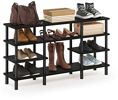 Furinno TURN-N-TUBE TV Stand, 4-Tier Multipurpose Wide Shelf Entertainment Center, TV Console for TV up to 55 Inch, for Living Room, Bedroom, Espresso