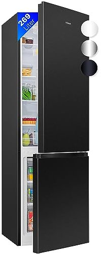 Bomann Frigorífico con congelador, clase energética D, 180 cm, congelador silencioso de 39 dB, 4 estantes y 3 cajones, tope de puerta intercambiable, 269 L, color negro