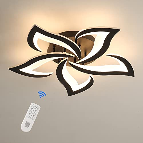 Riserva Plafoniera Led Soffitto Moderna Dimmerabile, 40W 4700LM Lampada con Telecomando/APP, Creativo Lampadario in Acrilico Per Soggiorno Camera Da Letto, Φ60cm Nero…