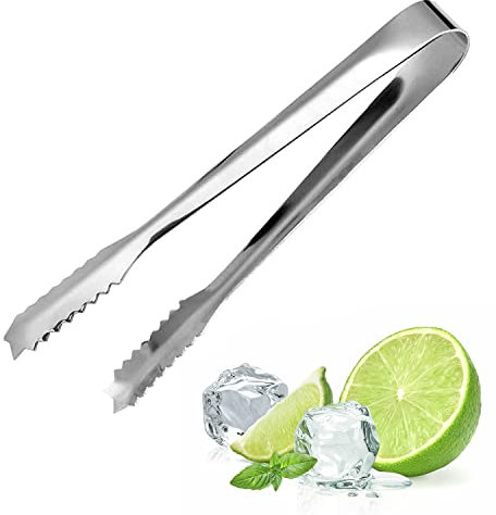 7 Zoll Eiszange, Silber Edelstahl Eiszange für Eiskübel, Zuckerzange Eiswürfelzange Servierzange Salatzange Gebäckzange Süßigkeiten Candy Clip Küchenzange, mit gezackter Zangenkopf